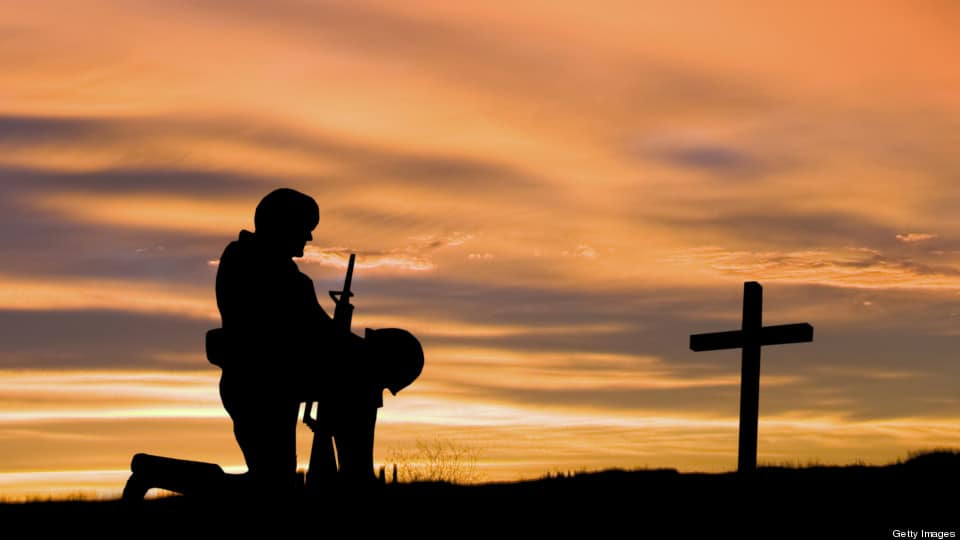 soldier praying silhouette